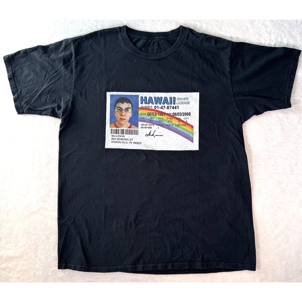 McLovin‎ Drivers License T-shirt Size Large Superbad Black